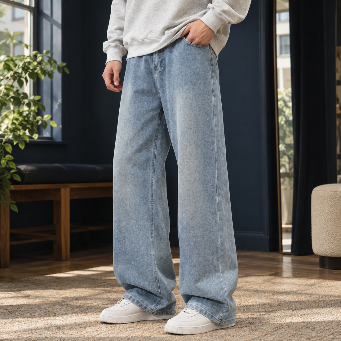 Nathaniel Wide Leg Jeans - Light Blue Xk
