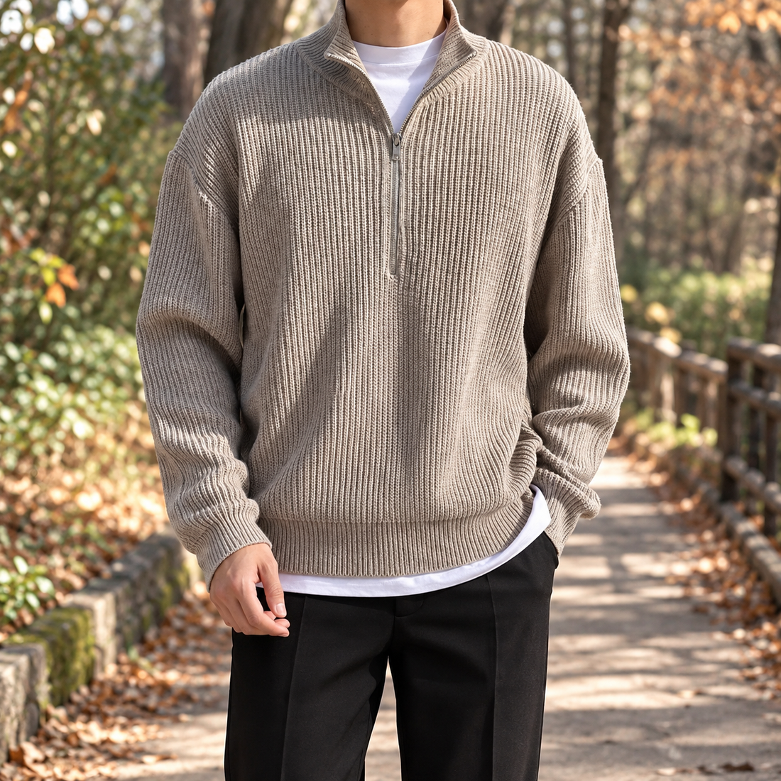 Patrick Ribbed Cardigan - Gray