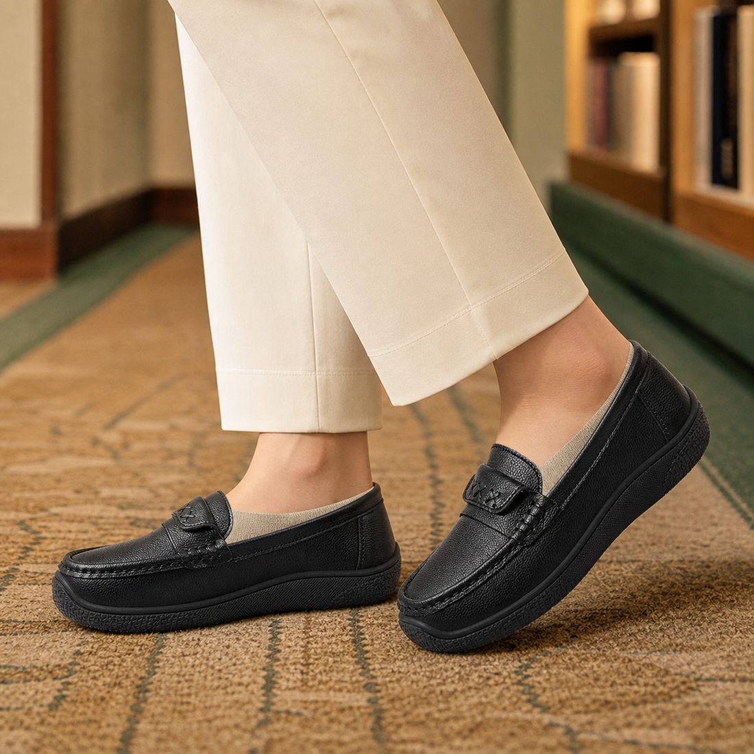 Verona Wide-Fit Loafers - Black