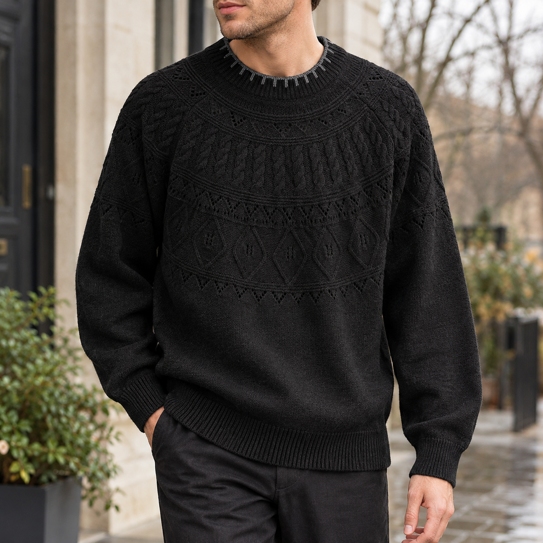 Valentin Cable Knit Sweater - Black