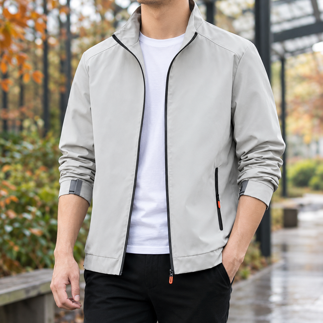 Simeon Zip Jacket - Light Gray