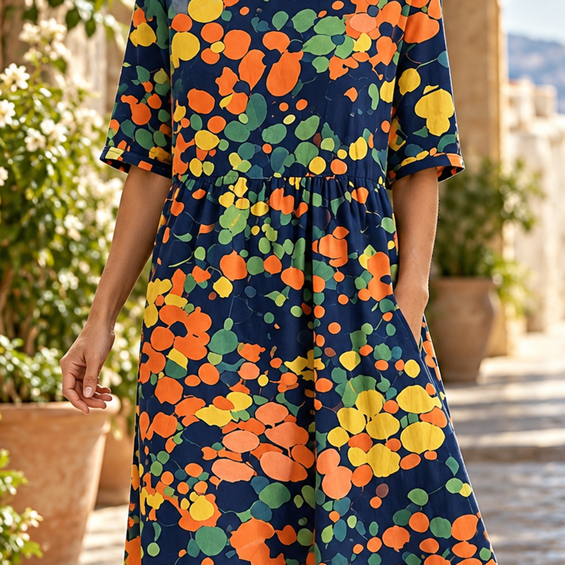 Marissa Gathered Midi Dress - Lead Product Detail