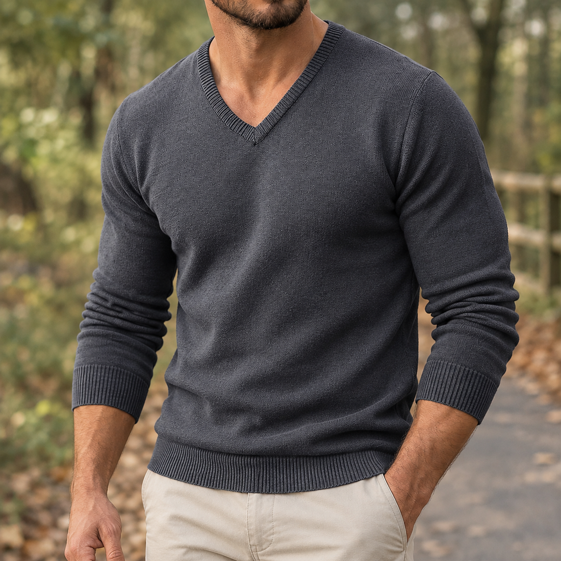Maximilian V Neck Sweater - Dark Gray