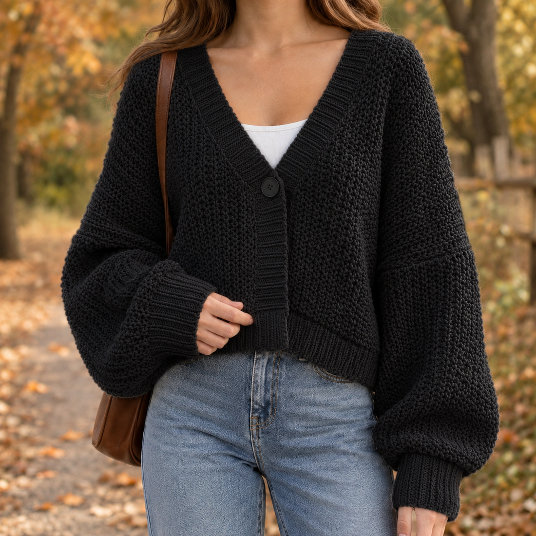 Cassidy One Button Cardigan - Black