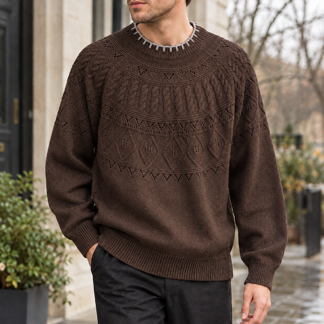 Valentin Cable Knit Sweater - Brown