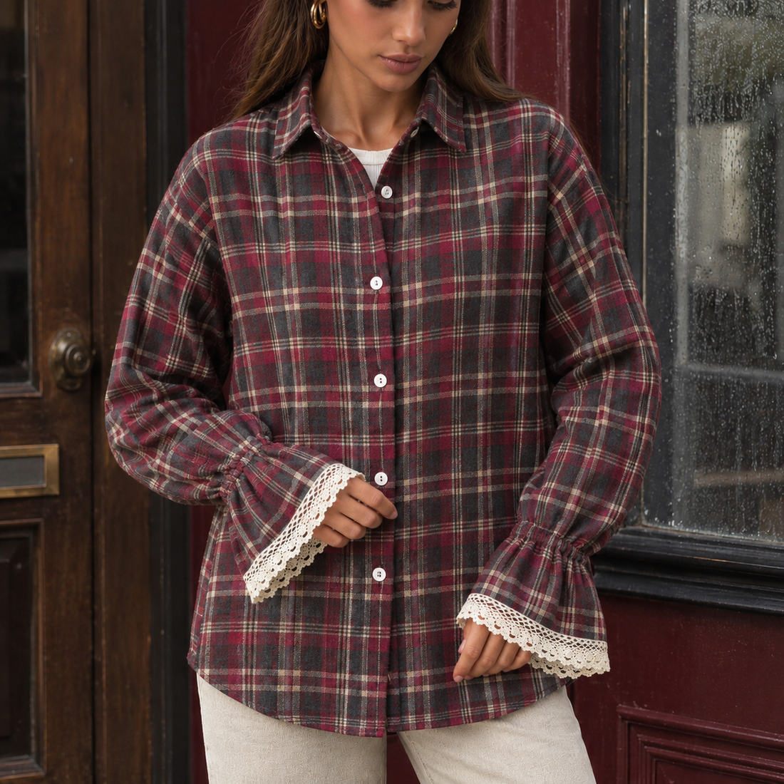Selena Plaid Shirt - Red