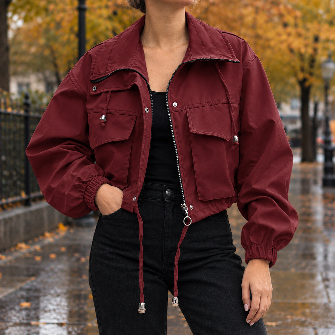 Odette Utility Jacket - Burgundy