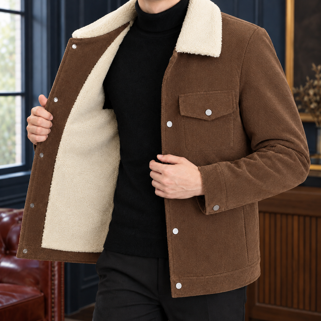 Merrick Contrast Collar Jacket - Brown