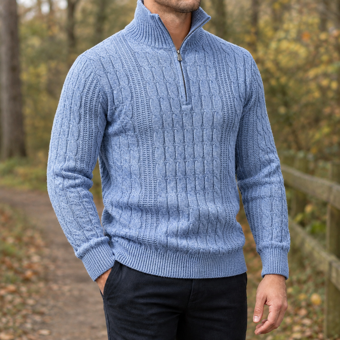 Octavian Cable Knit Sweater - Blue
