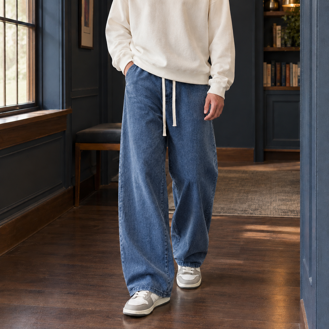 Austin Wide Leg Pants - Medium Blue