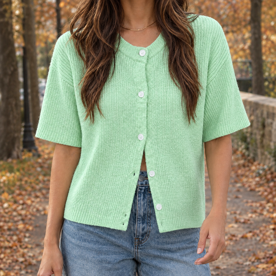 Eloise Ribbed Cardigan - Green