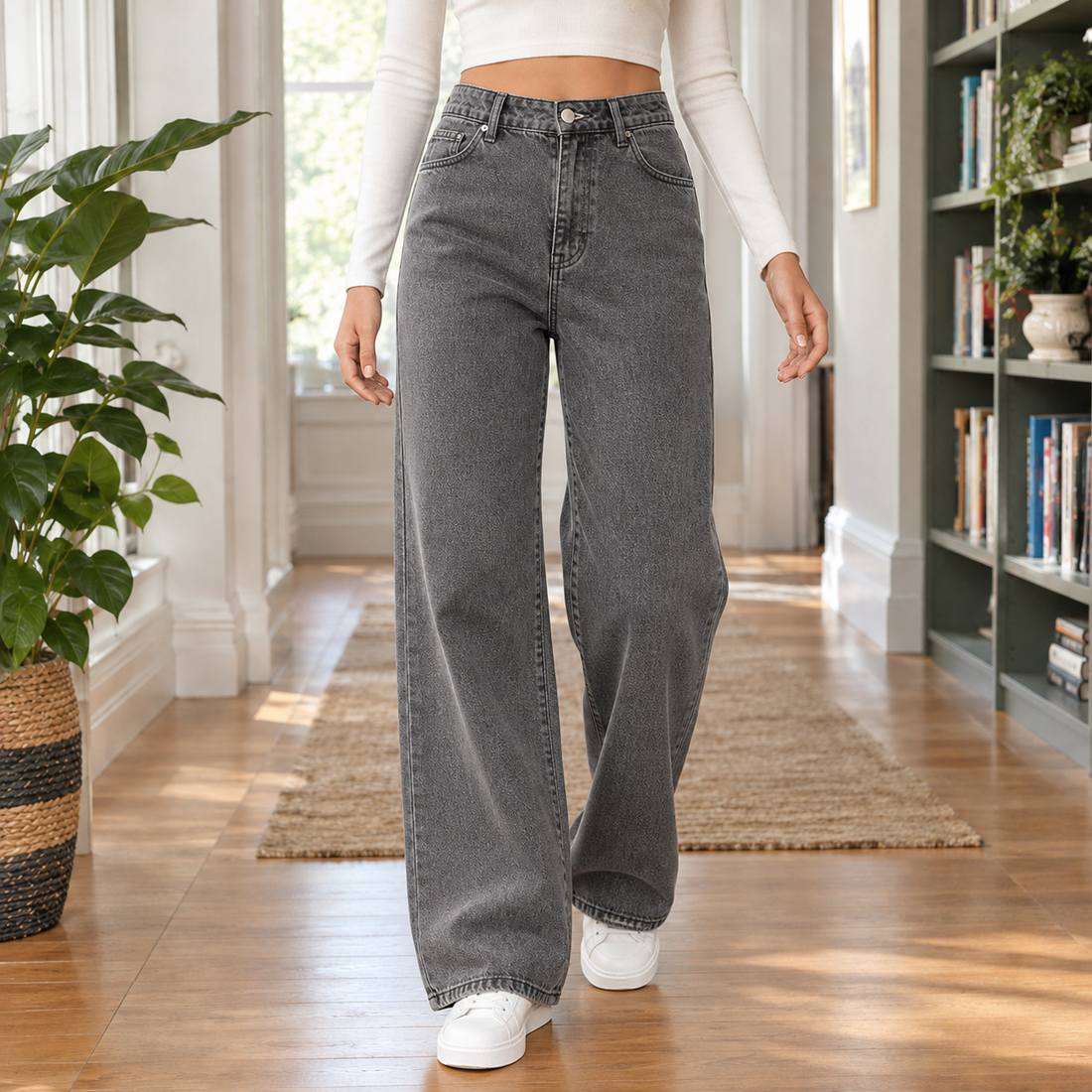 Sofia Wide Leg Jeans - Gray