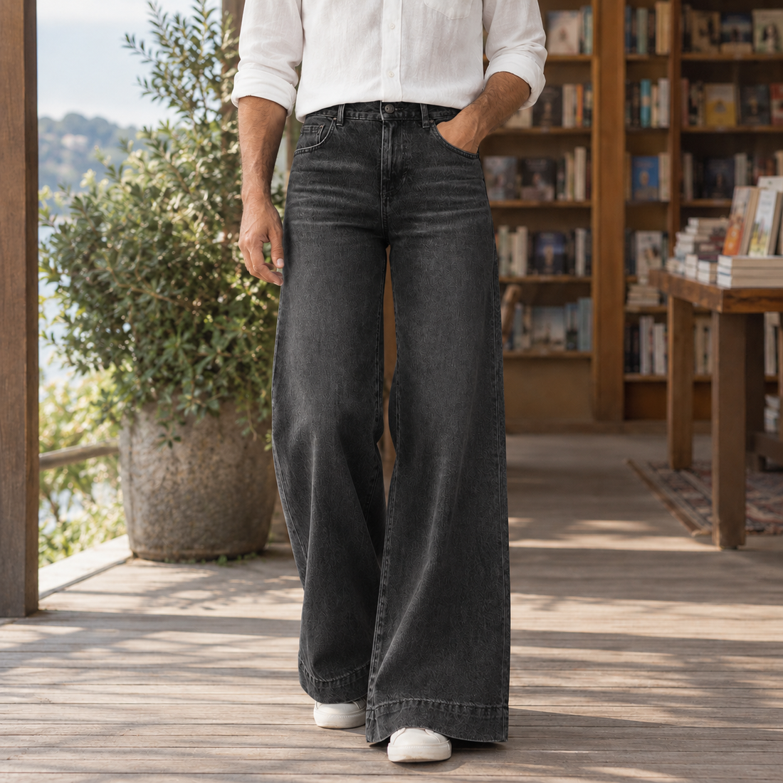 Alphonse Wide Leg Jeans - Black