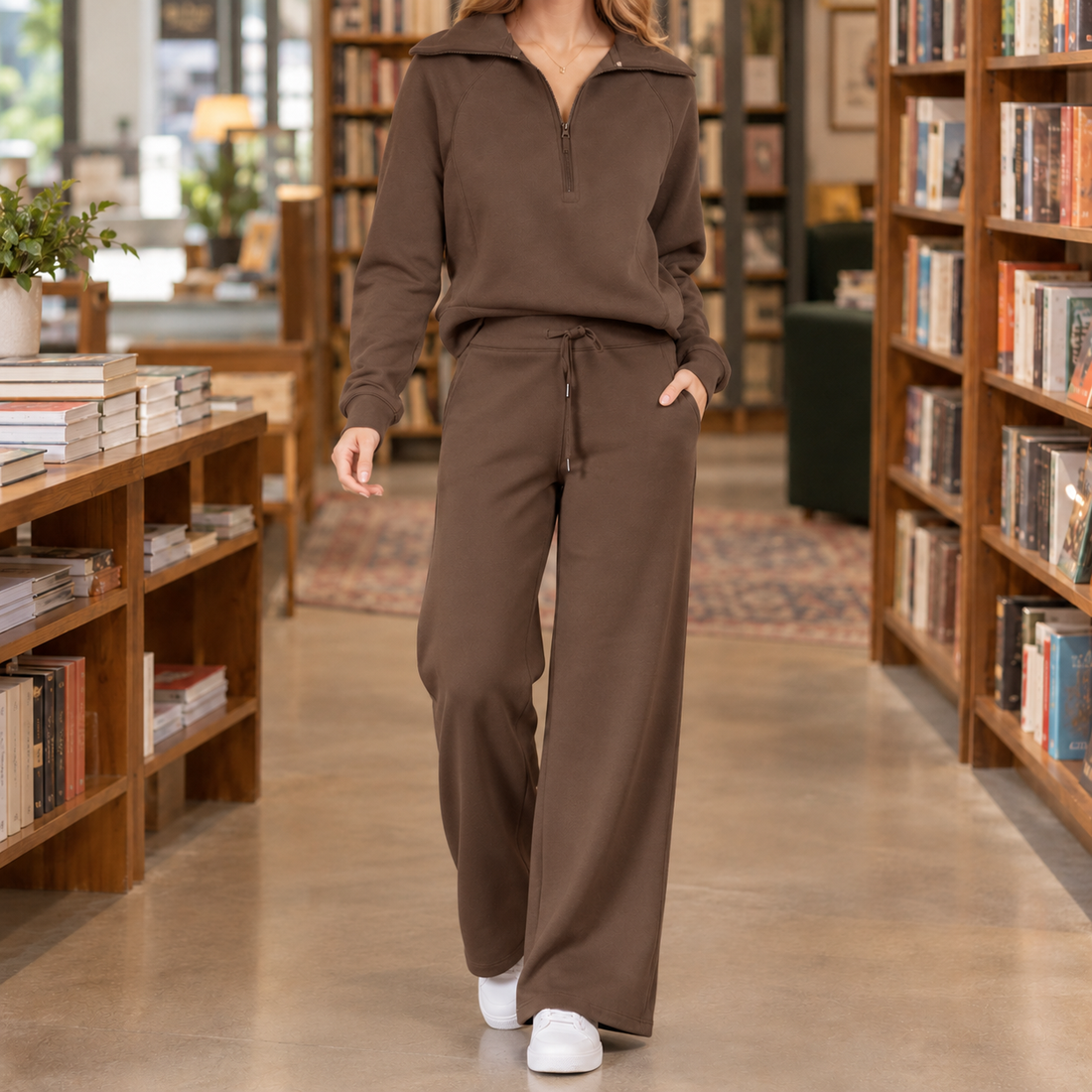 Sharon Wide Leg Set - Brown