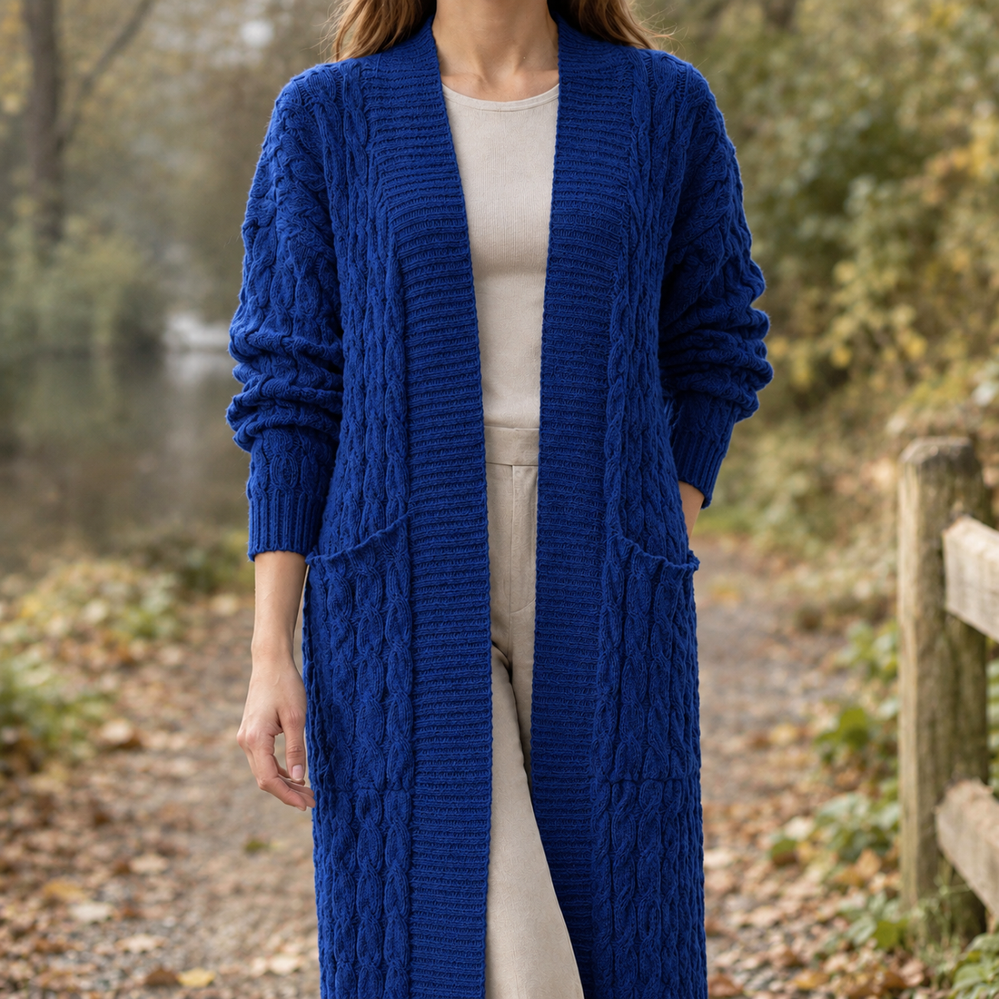Paloma Cable Knit Cardigan - Royal Blue