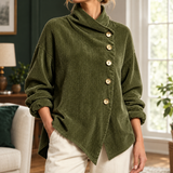 Paige Asymmetric Corduroy Top - Army Green