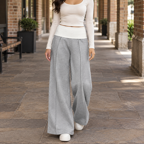 Aimee Wide Leg Pants - Gray