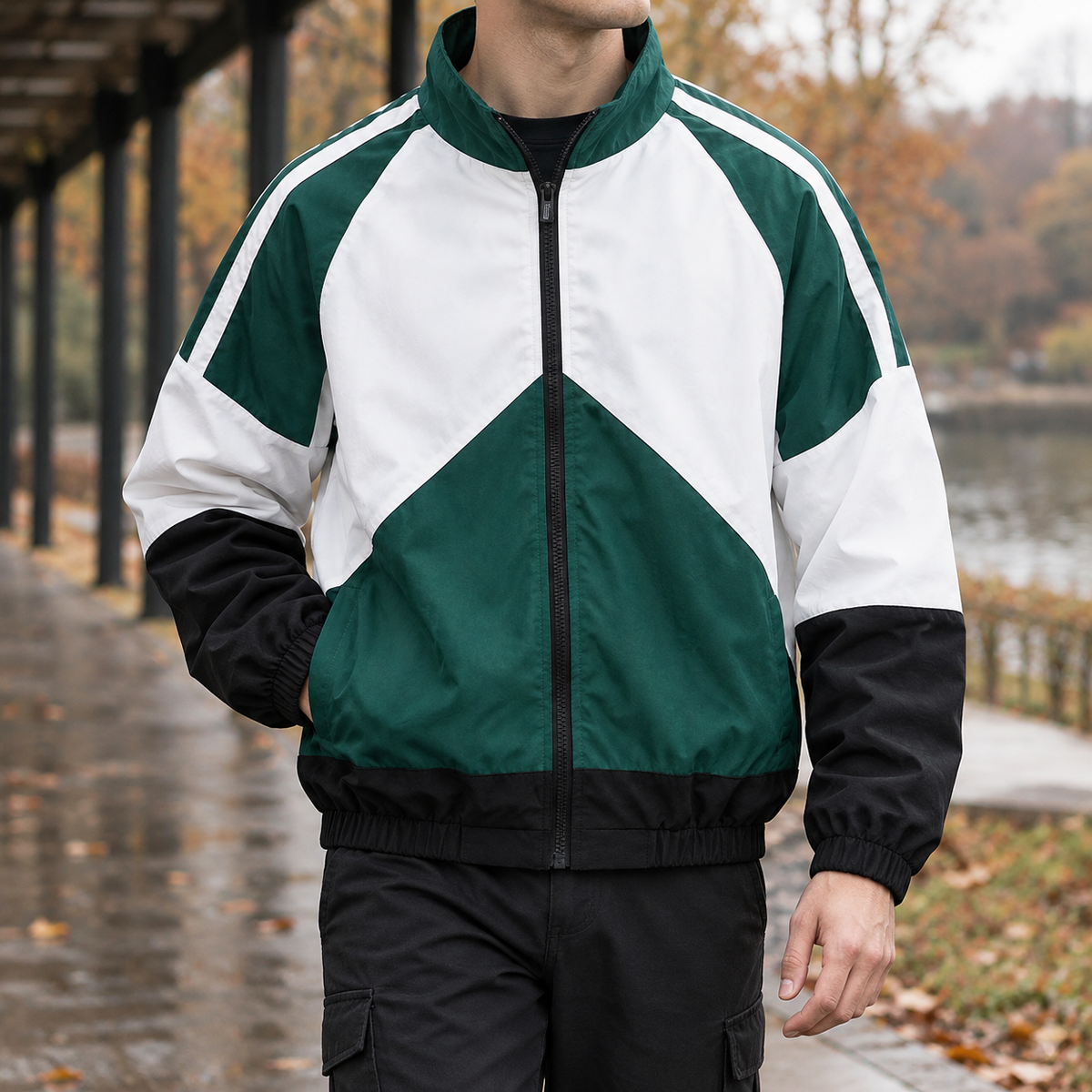 Pierrick Colorblock Jacket - White Green
