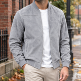 Leander Suede Bomber Jacket - Light Gray