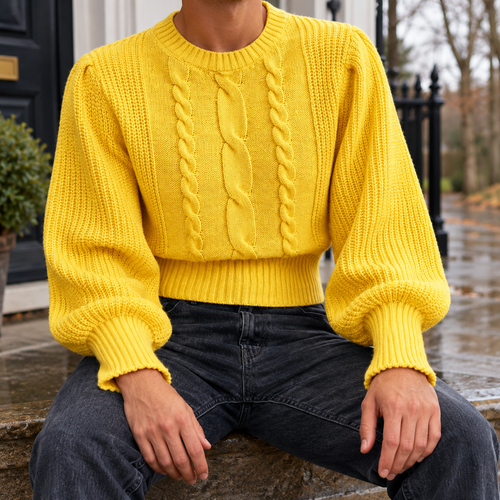 Alfred Cable Knit Sweater - Yellow