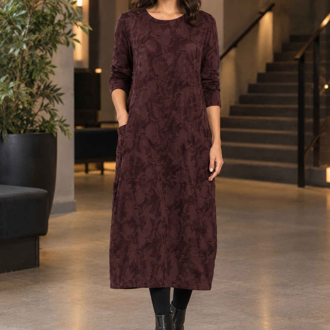 Priscilla Cocoon Dress - Wine Red