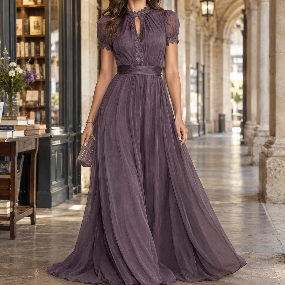Ada Keyhole Maxi Dress - Purple