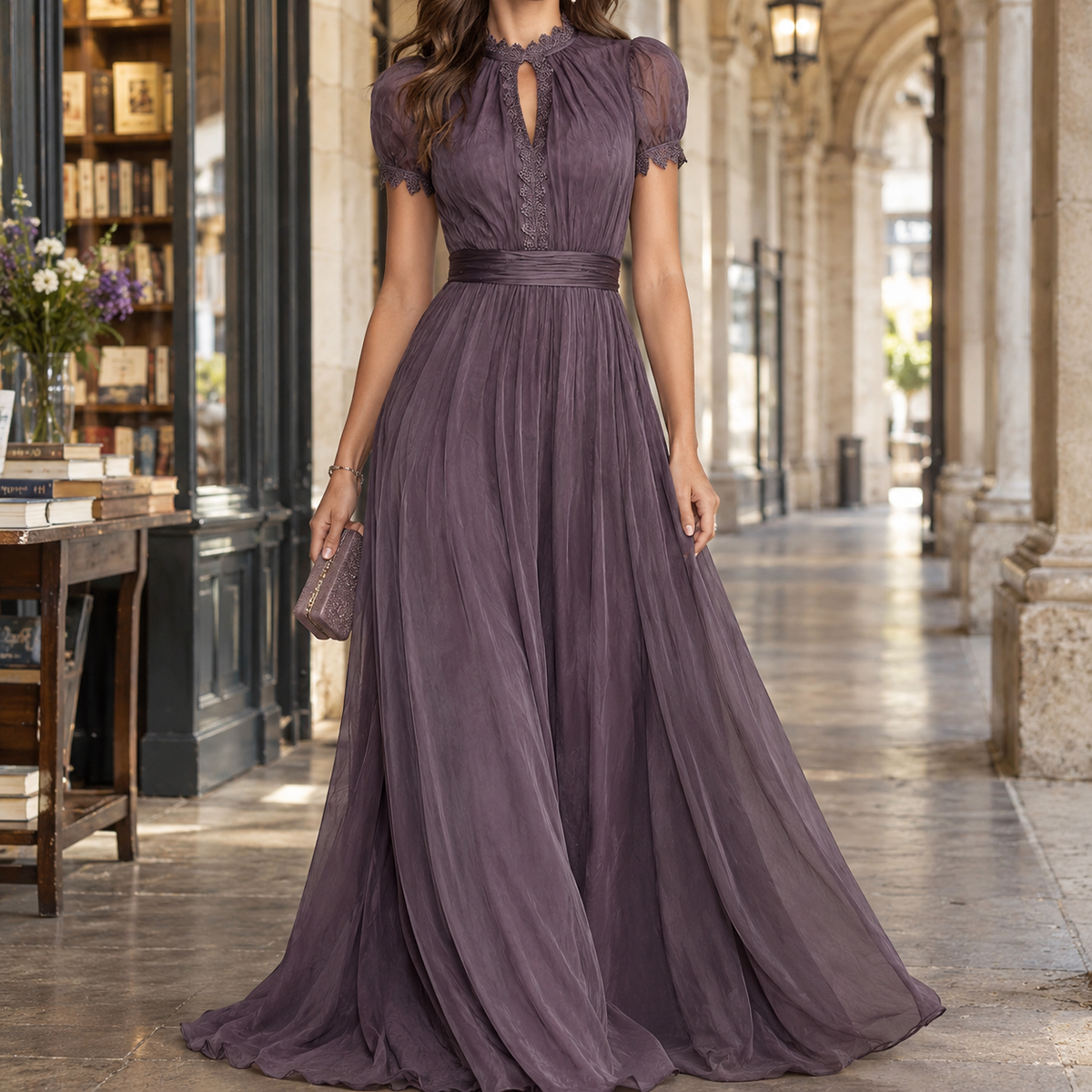 Ada Keyhole Maxi Dress - Purple