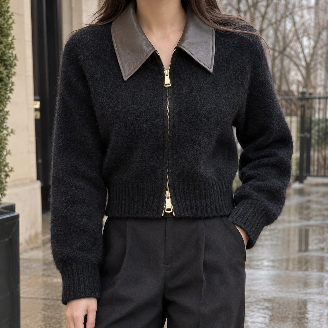 Giulia Collared Sweater - Black