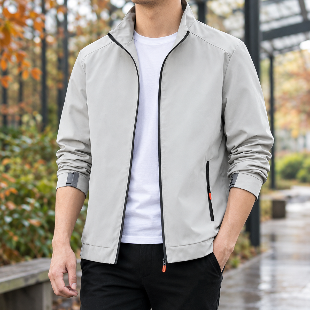 Simeon Zip Jacket - Light Gray