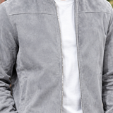 Leander Suede Bomber Jacket - Lead Product Detail