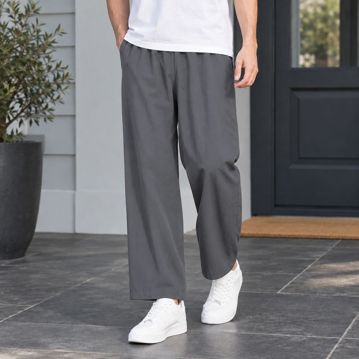 Marco Wide Leg Pants - Dark Gray