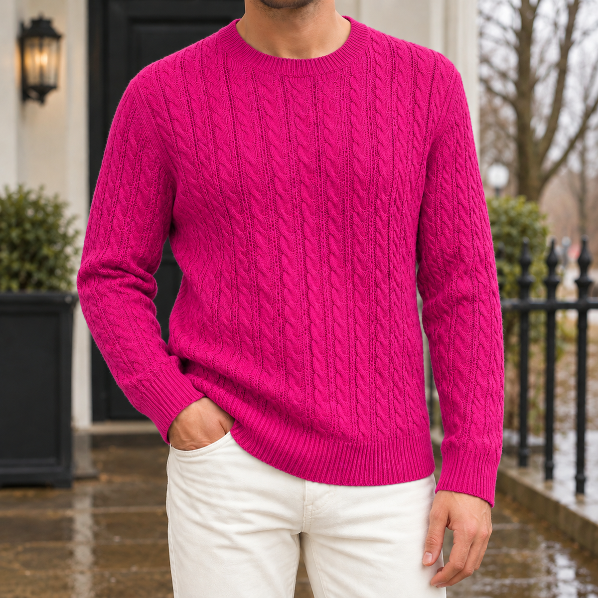 Emilio Cable Knit Sweater - Deep Pink