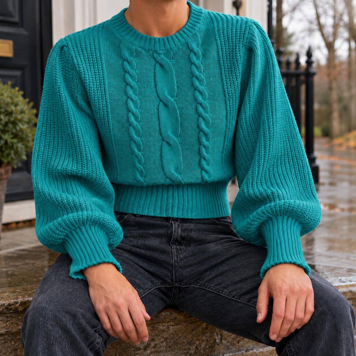 Alfred Cable Knit Sweater - Green