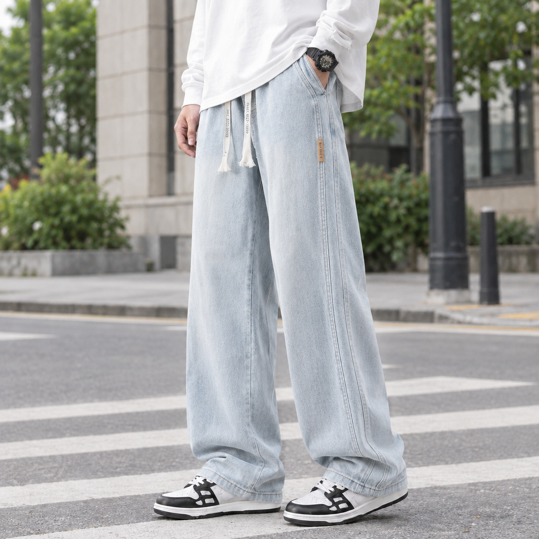 Ignatius Wide Leg Pants - Light Blue