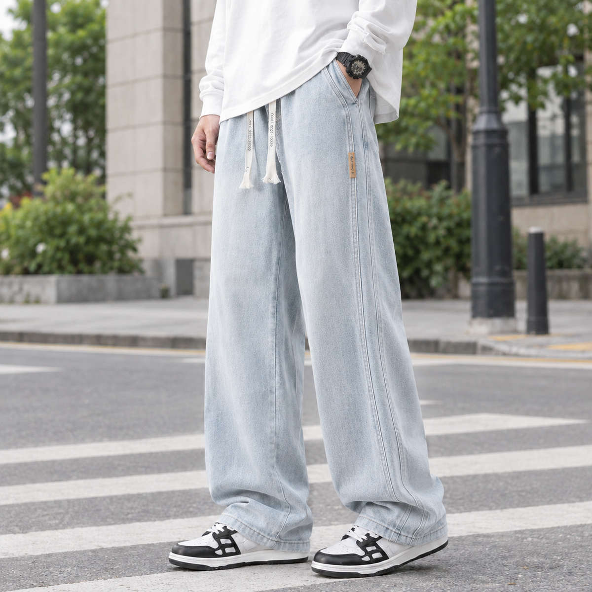 Ignatius Wide Leg Pants - Light Blue