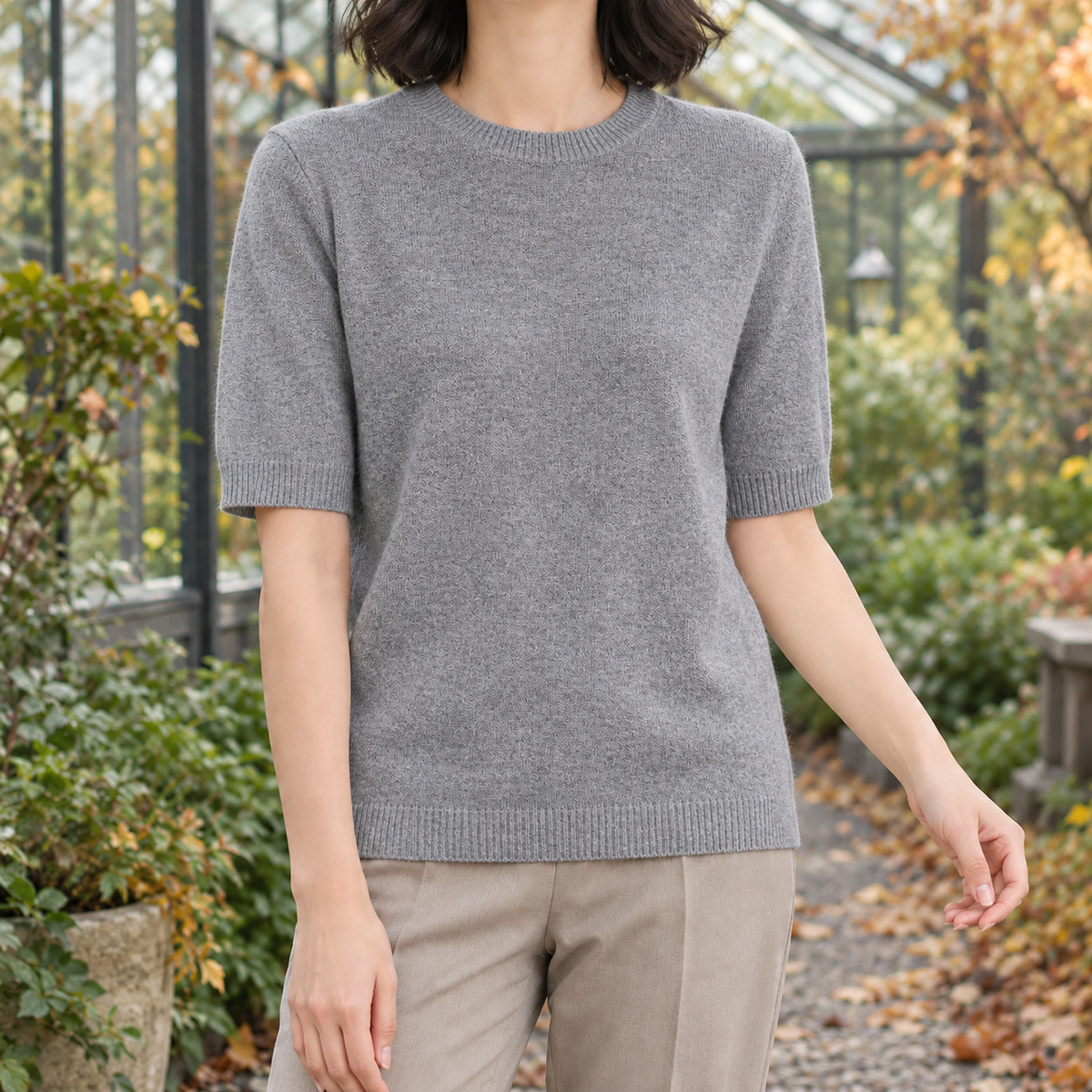 Valentina Crew Neck Sweater - Gray