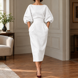 Seraphina Sculpted Midi Dress - White