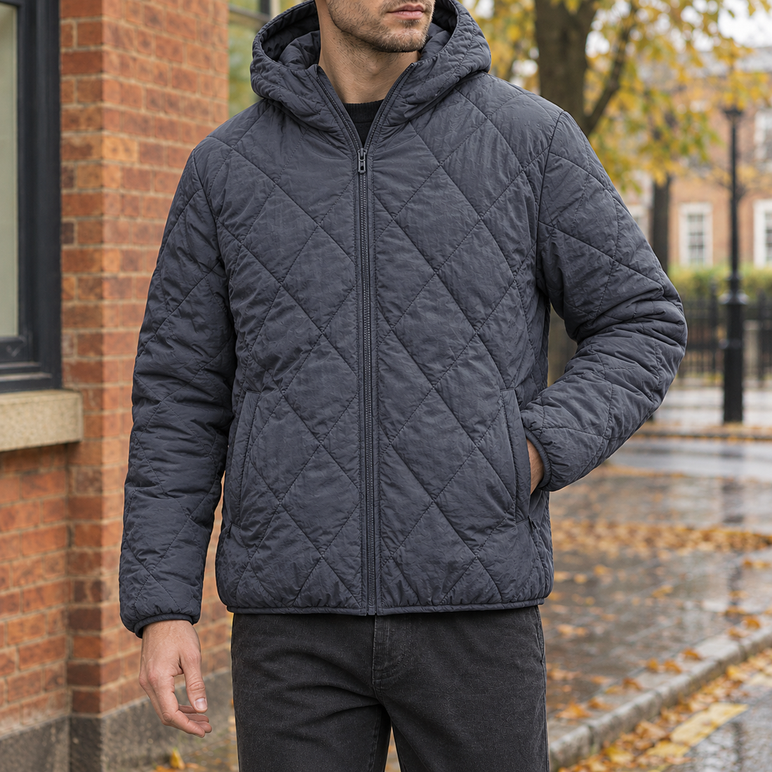 Henry Quilted Hooded Jacket - Gray