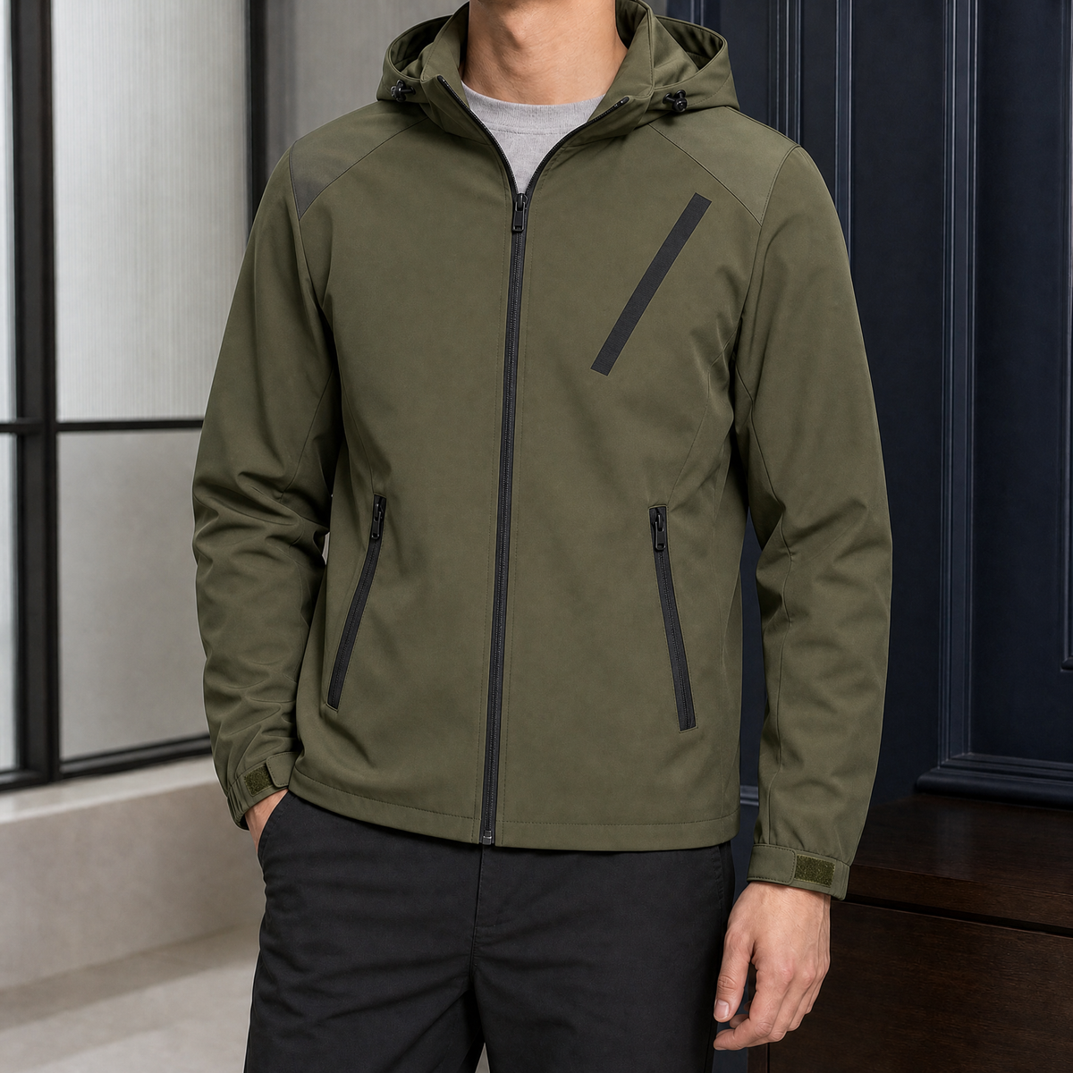 Sterling Hooded Jacket - Army Green