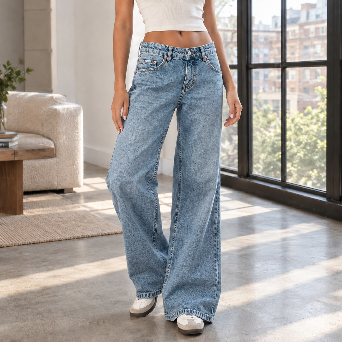 Gabrielle Wide Leg Jeans - Light Blue