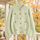 Sylvaine Embroidered Knit Cardigan - Light Green
