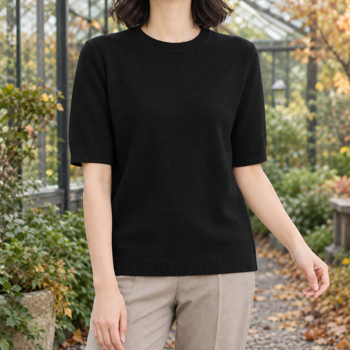 Valentina Crew Neck Sweater - Black
