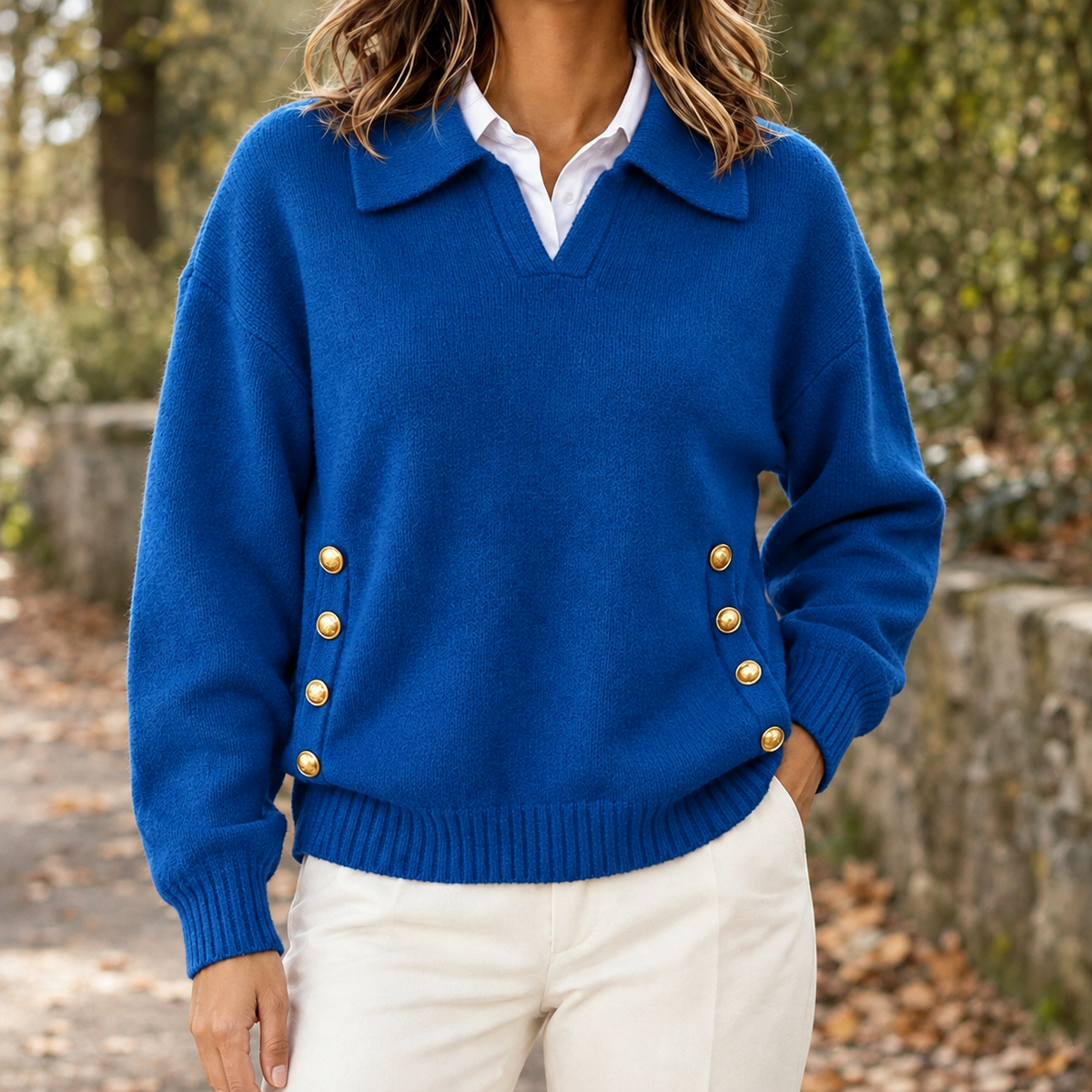 Ottilie Collared Sweater - Blue