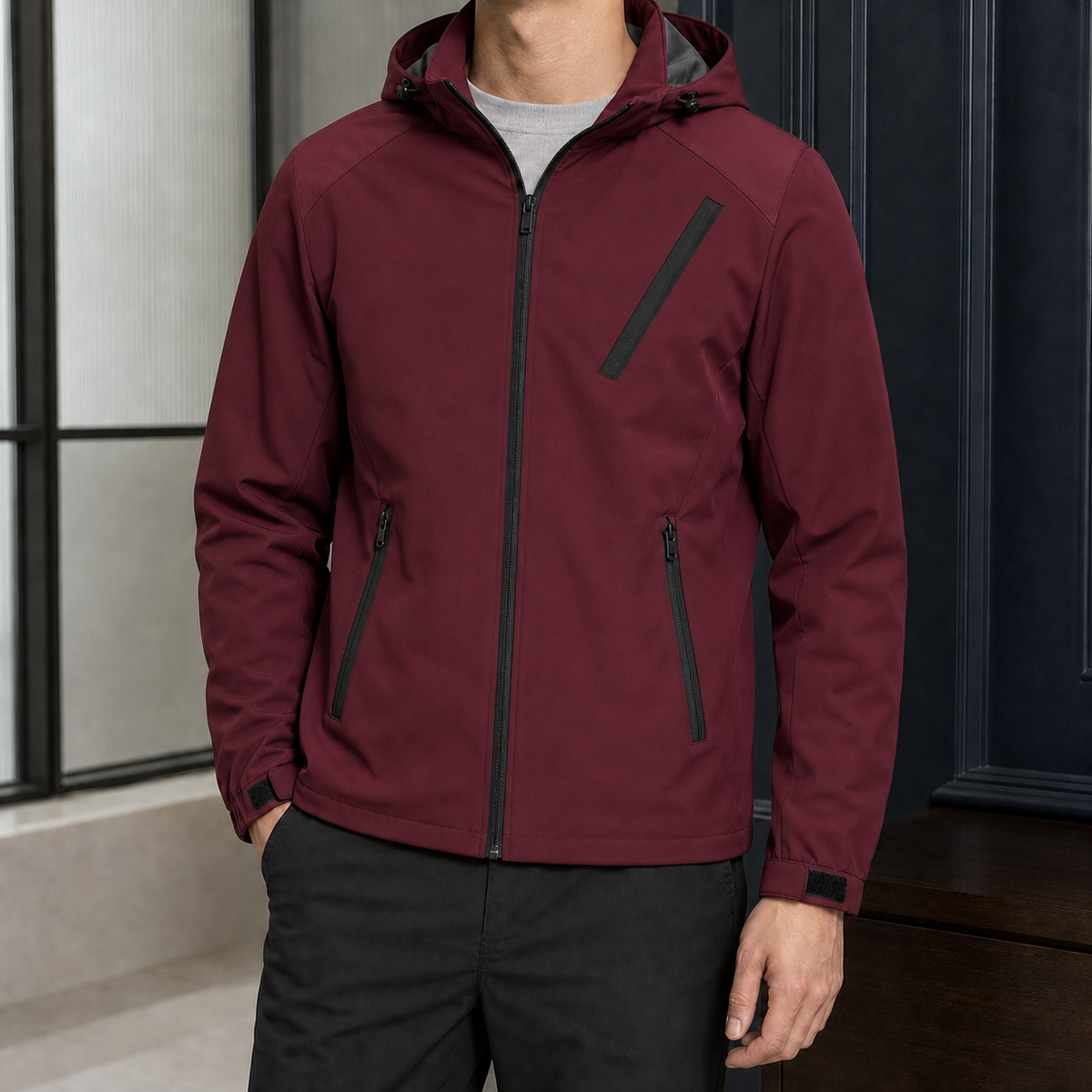 Sterling Hooded Jacket - Burgundy
