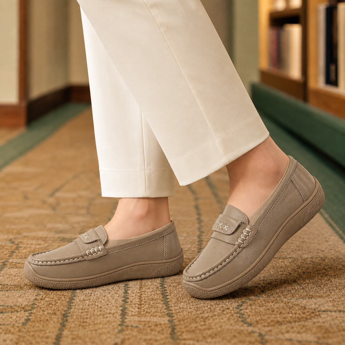 Verona Wide-Fit Loafers - Khaki