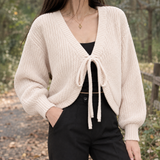 Elena Tie-Front Cardigan - Apricot
