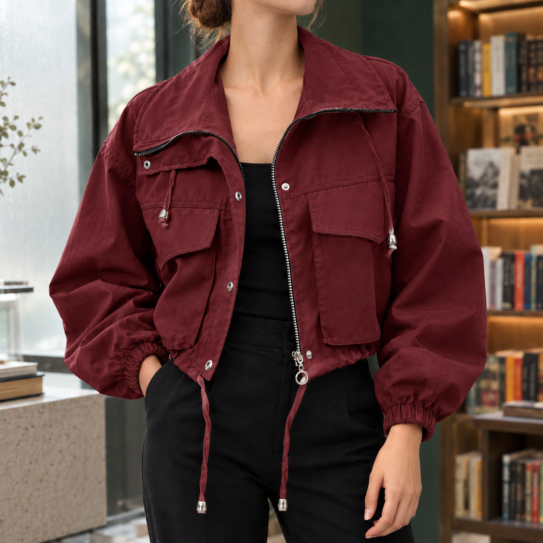 Isabella Utility Jacket - Burgundy
