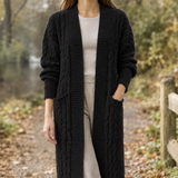 Paloma Cable Knit Cardigan - Black