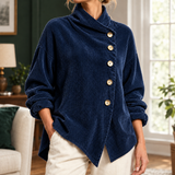 Paige Asymmetric Corduroy Top - Navy Blue