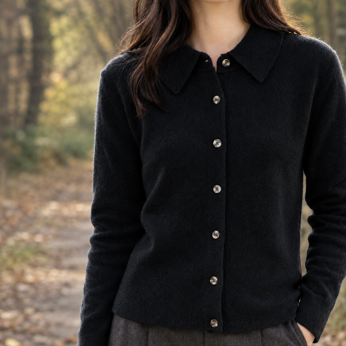 Leonie Cashmere Cardigan - Black